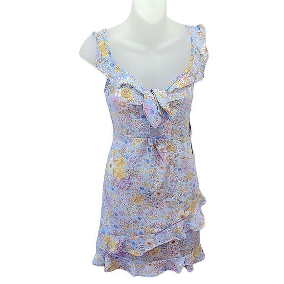 Liberty Love Floral Sleeveless Dress Baby Blue Hippie Boho Juniors Large L NWT - Picture 1 of 6